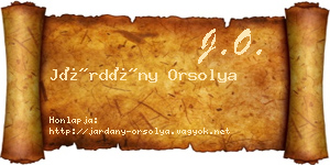 Járdány Orsolya névjegykártya